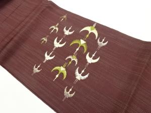 抽象群鶴模様織出し名古屋帯